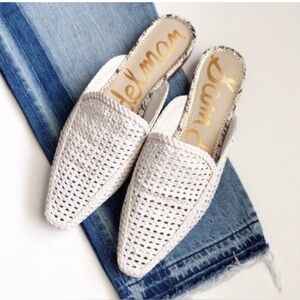 Sam Edelman Elva Woven Leather‎ Mules Flats White